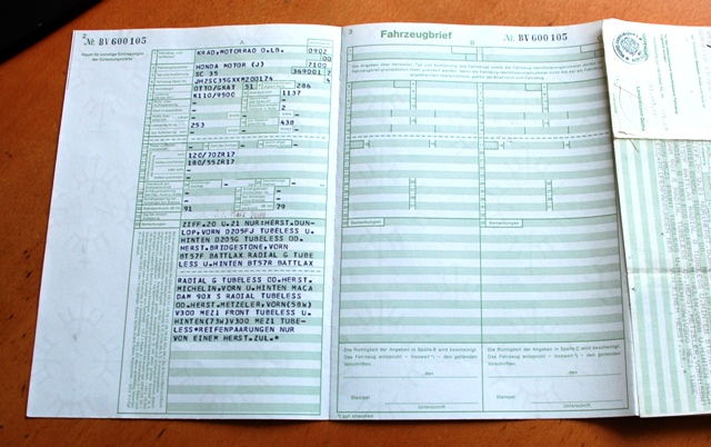 Fahrzeugbrief Vehicle certificates